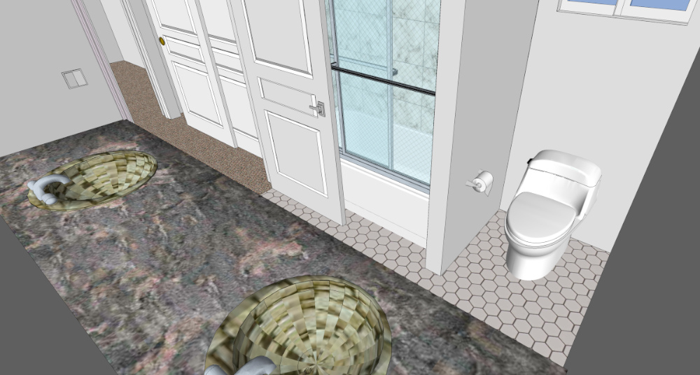 MASTER BATH WITH DOUBLE SINK, OPTION BATH OR SHOWER.